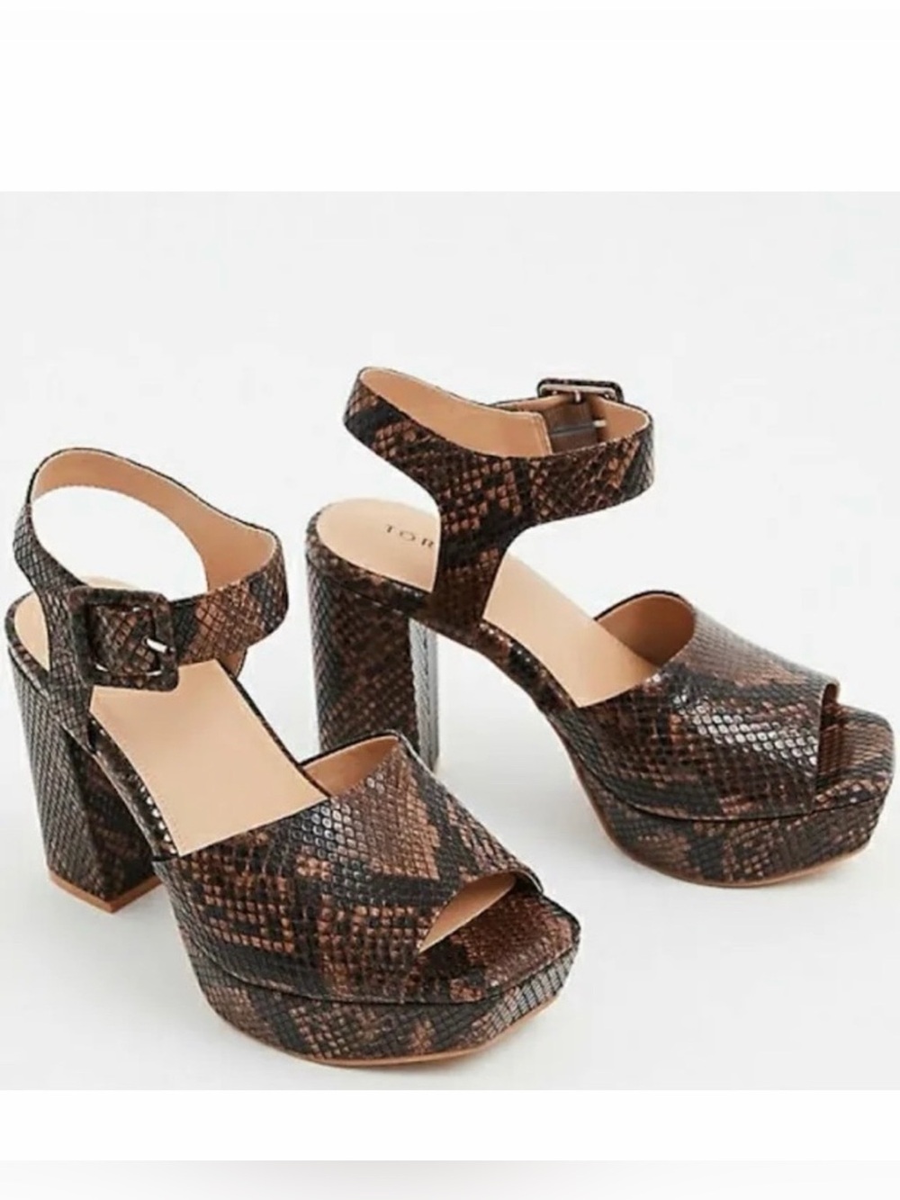 torrid Brown Snake-Print Platform Sandals